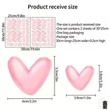 Heart Shape Wall Stickers 60-Piece Soft Pink Waterproof PVC Removable