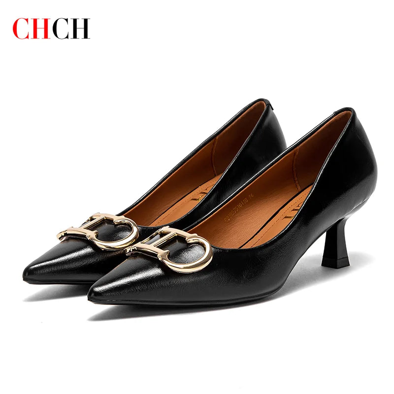 4cm Black PU Slingback Pumps For Women Pointed Toe Platform