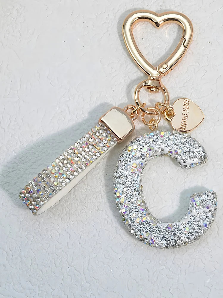 Elegant Diamond Letter Keychain – Lady Bag & Car Accessory