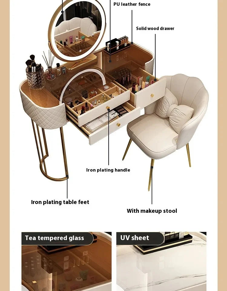 Makeup Luxury Dressing Table Mirror Led Light Salon White Dressing Table Storage Bedroom Comoda Pra Quarto Home Furniture