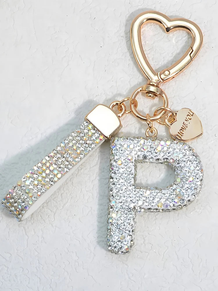 Elegant Diamond Letter Keychain – Lady Bag & Car Accessory