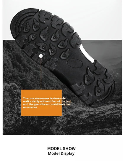 Men's Waterproof PU Leather Mid Calf Snow Boots With Plush Lining