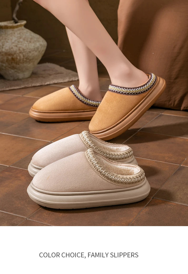 Men's Plush Slippers Indoor House Shoes With EVA Sole And Flannel Lining