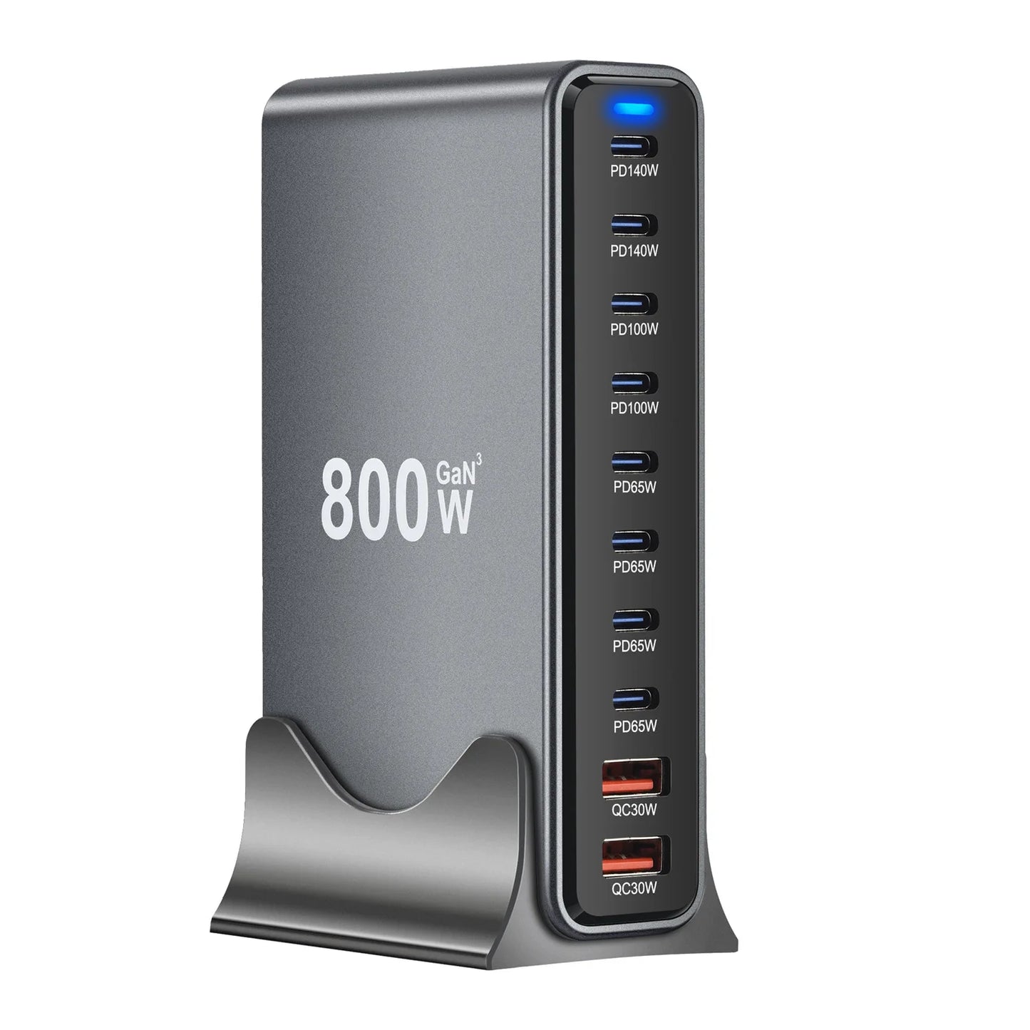 800W GaN Charger USB C Fast Desktop 10-port USB Type C PD3.1 Charger Fast Charging for iPhone 16 15 14 Samsung S24 Xiaomi Laptop