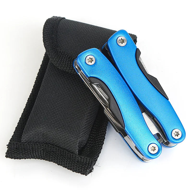 Stainless Steel 9 In 1 Portable Multi Tool Pliers Blue And Red For Camping