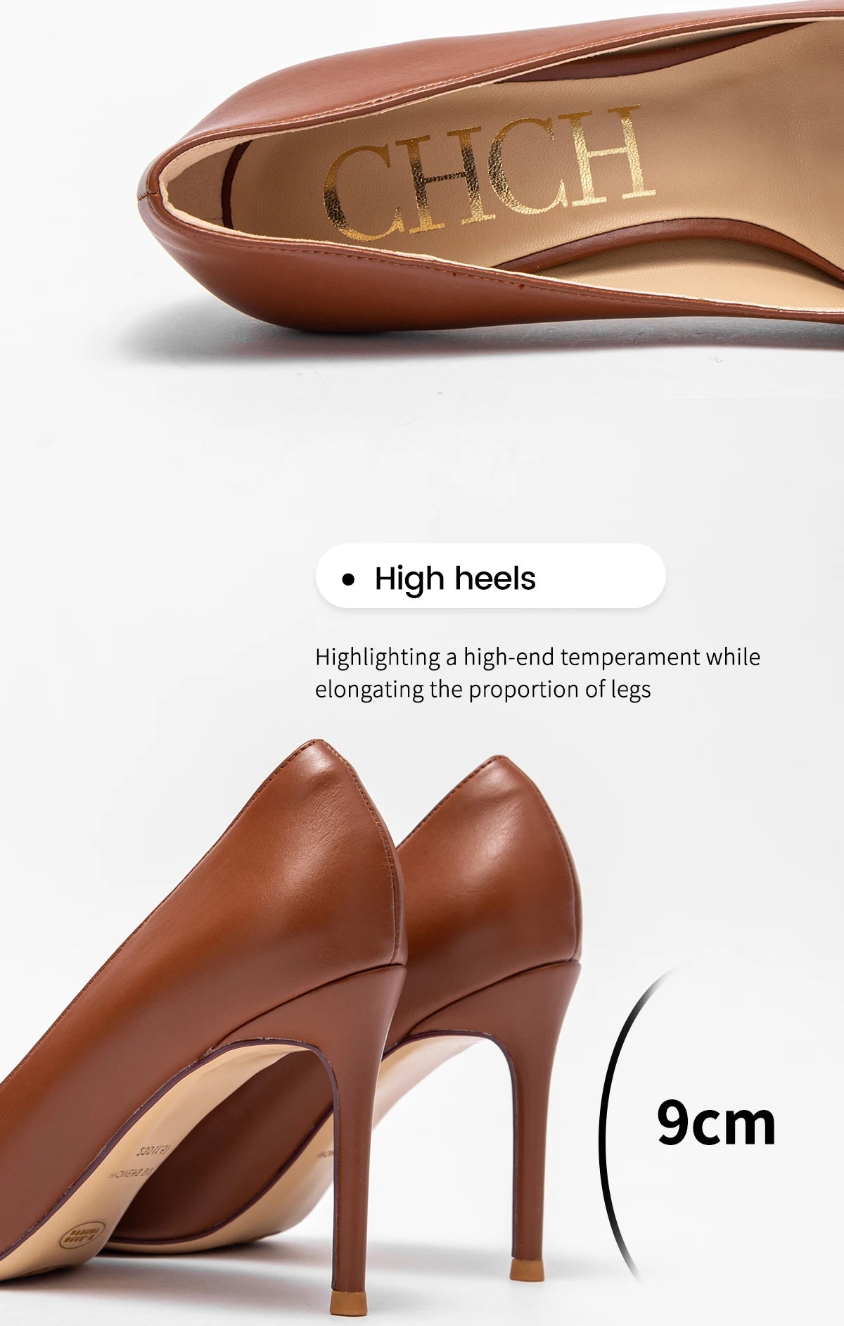 Women's Pointed Toe Pumps With Ankle Strap, 9cm Heel, Metal Buckle