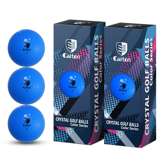Caiton Blue Golf Balls – 6pcs or 3pcs, Dual-Layer Crystal Finish, Soft Feel, High Visibility, Great Control for Practice & Play