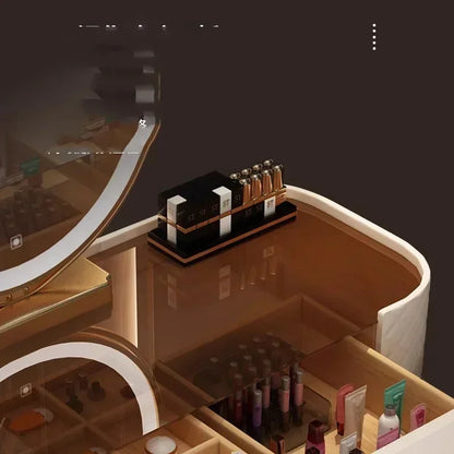 Makeup Dressing Table Mirror With Led Lighting And Storage White