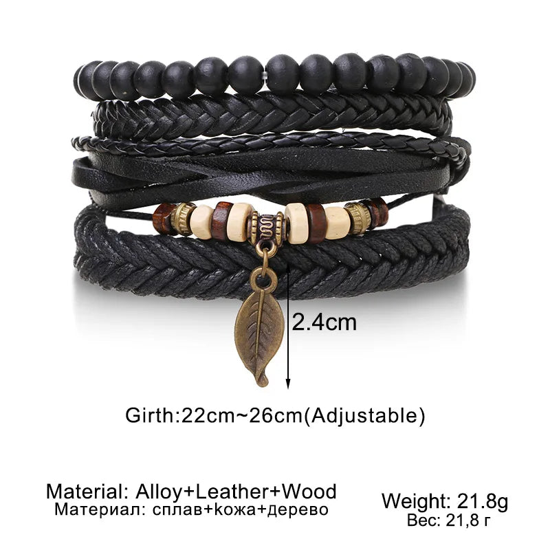 4-Piece Braided Wristband Set