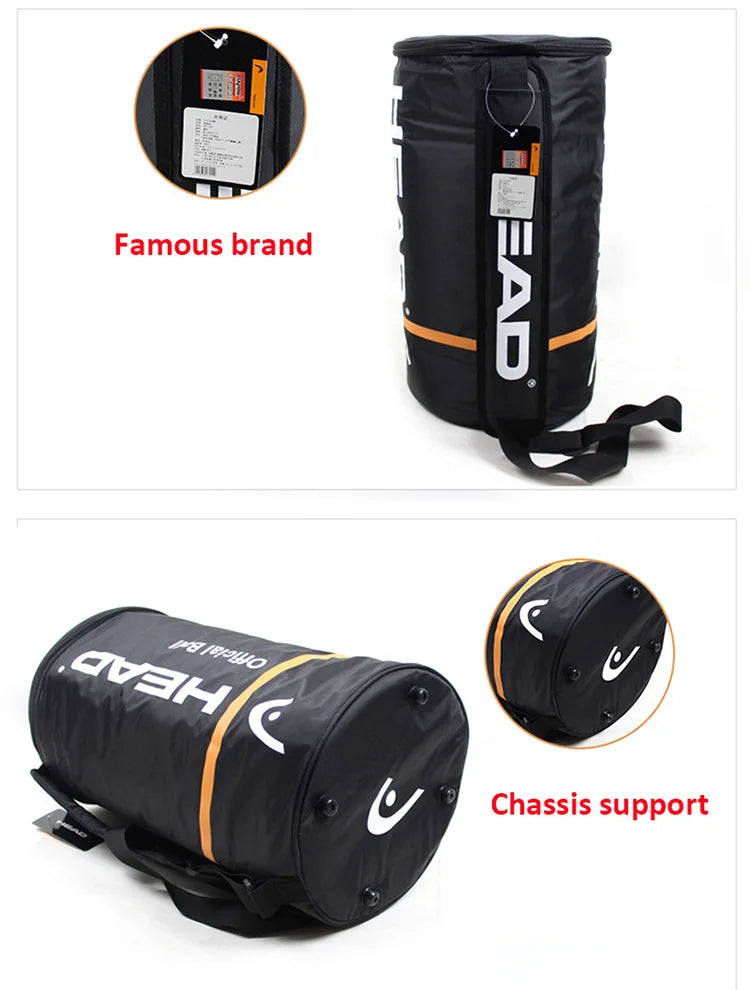 HEAD Tennis Tube Bag Thickened travel backpack Waterproof with heat insulation Shoulder bag For 100 pcs ball bucket bag