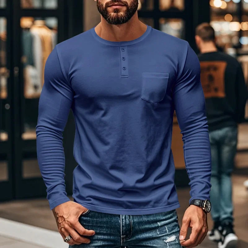 Men's Slim Fit Crew Neck Long Sleeve T-Shirt 2025 Autumn Winter Breathable Casual Bottom Shirt Top