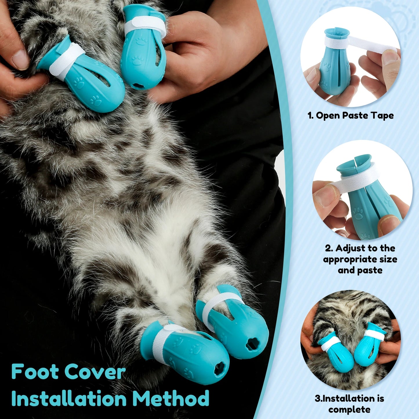 1/2Pcs Cat Muzzle Pet Grooming Cover Accessory Anti-bite Anti-Licking Cat Space Hood Breathable Helmet with 4 Silicone Paw Shoes