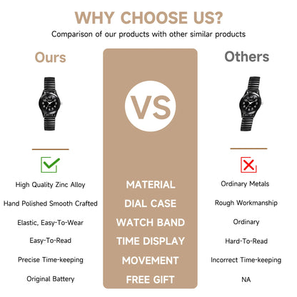 Elastic Strap Watch for Men Couples Clear and Easy Read Large Black Digital Hard Steel Strap Waterproof