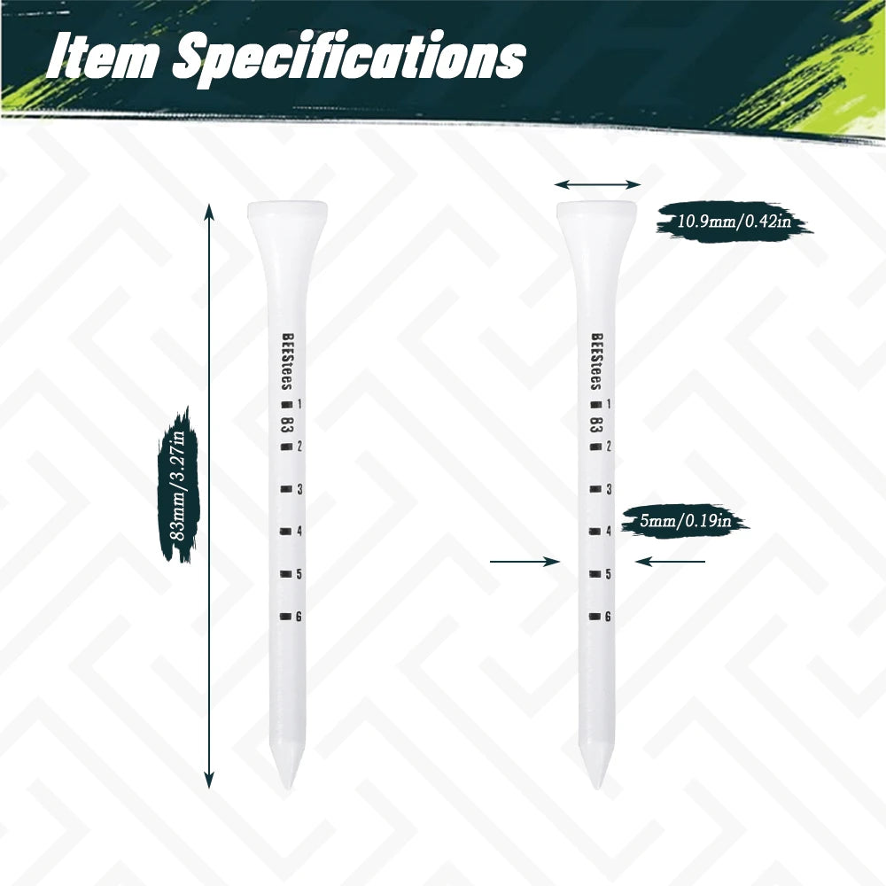50pcs Premium Wooden Golf Tees with Height Markers - Non-slip Design for Perfect Ball Position Durable Golf Accessories
