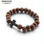 Wood Bead Cross Necklace & Bracelet Set – Religious Accessories for All