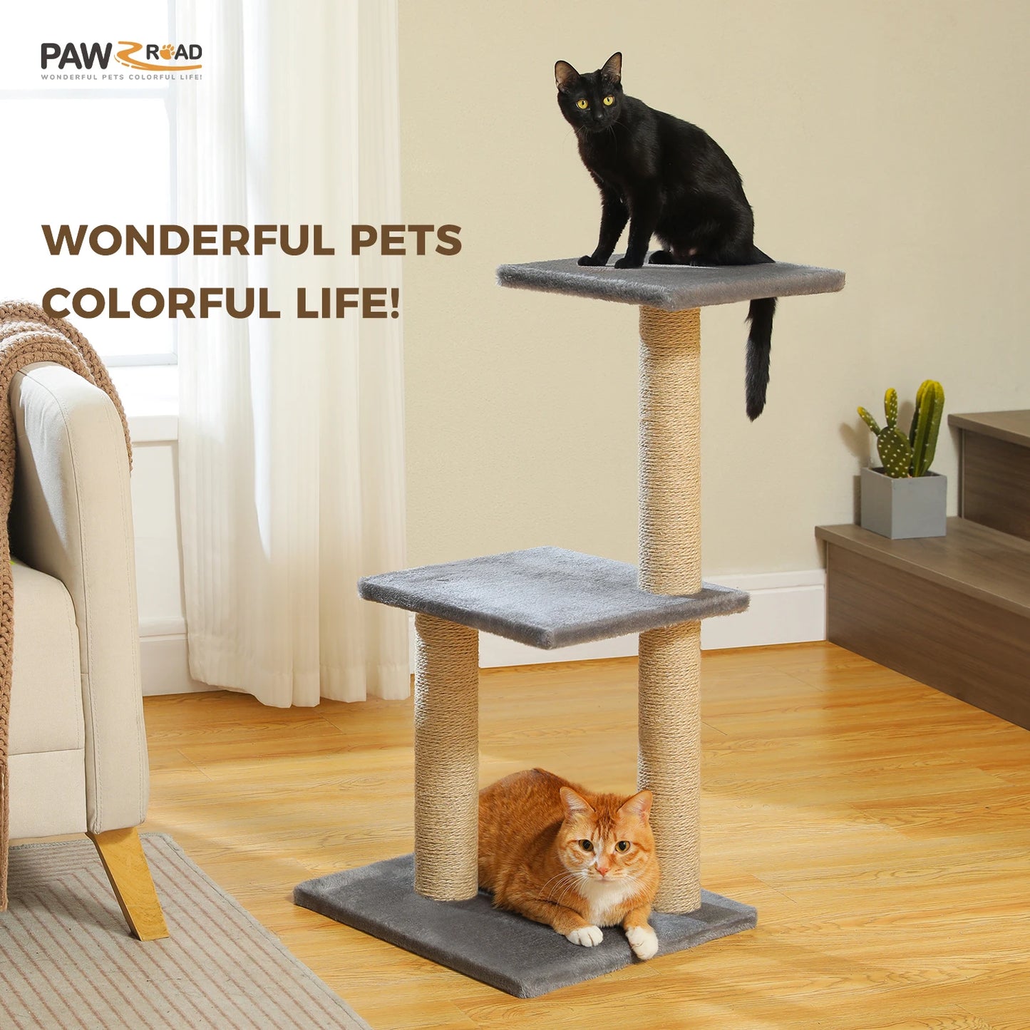 Indoor Cat Tree & Tower with Scratching Posts and Hammock – 2 Styles
