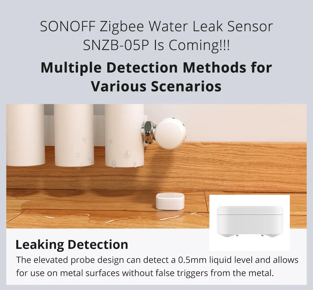 SONOFF SNZB-05P Zigbee 3.0 Water Leak Sensor Leaking and Dripping Detection Real-time Alerts Support Home Assistant Google Alexa