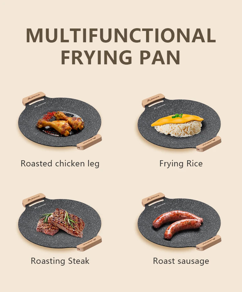 BISINNA 30CM Outdoor BBQ Grill Pan Non Stick Stovetop Baking Tray Korean Roastig Grill Plate Camping Equipment