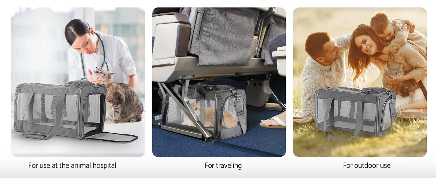 Airline Approved Pet Carrier for Cats Dogs Soft Travel Bag with Breathable Honeycomb Board,Removable Support Board for Vet