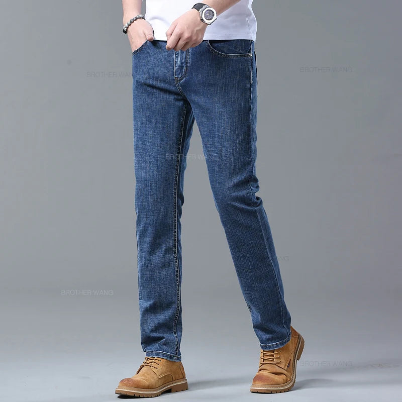 Men's Slim Jeans Denim Pants With Stretch Light Blue