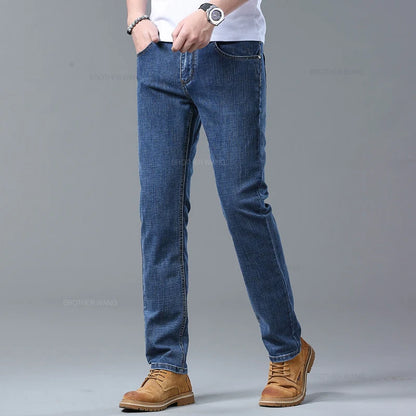 Men's Slim Jeans Denim Pants With Stretch Light Blue