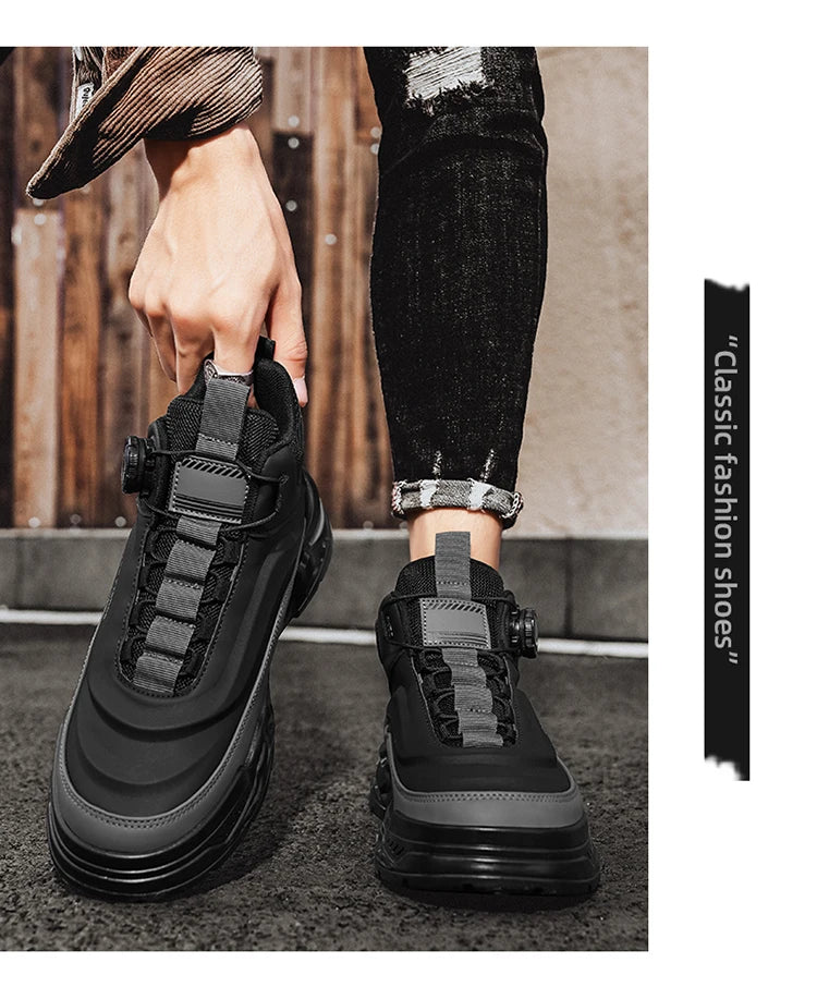 Mens Mesh Breathable Thick Sole Casual Shoes Lace Up