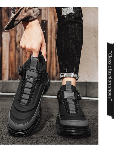 Mens Mesh Breathable Thick Sole Casual Shoes Lace Up