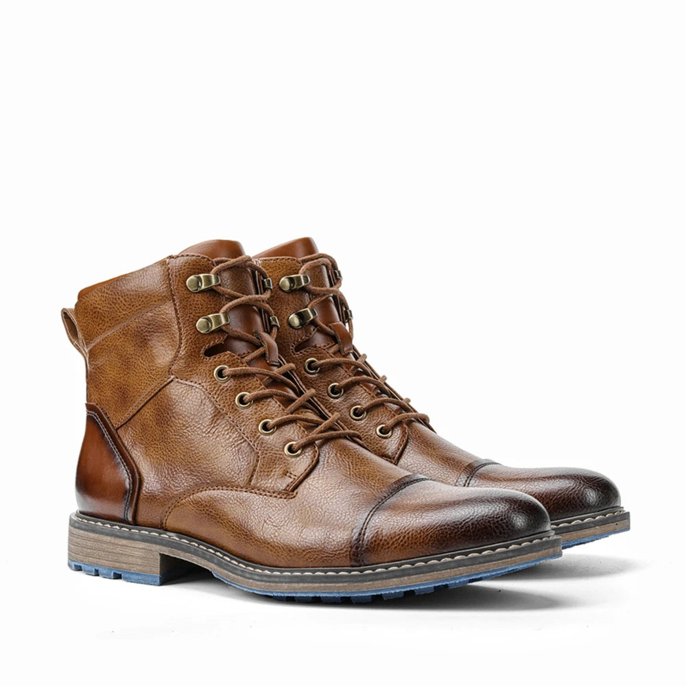 Men's Retro Leather Ankle Boots For Spring Size 7-13