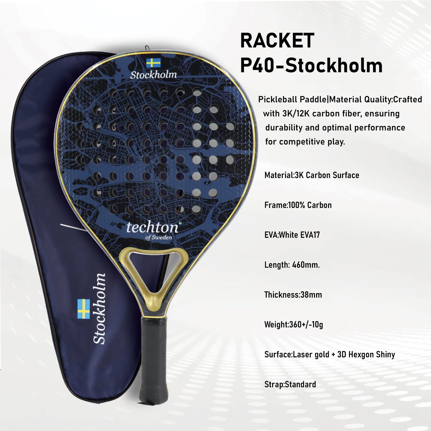 Pala Padel Raquetas de Tenis Racket Paddle Racquet EVA Soft 100%/3K/12K Carbon Fiber 3D Hexgon Paddle with Padel Bag Accessories