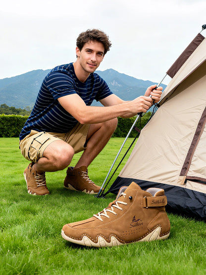 Men Ankle Boots Lace Up Leather Outdoor Casual Footwear