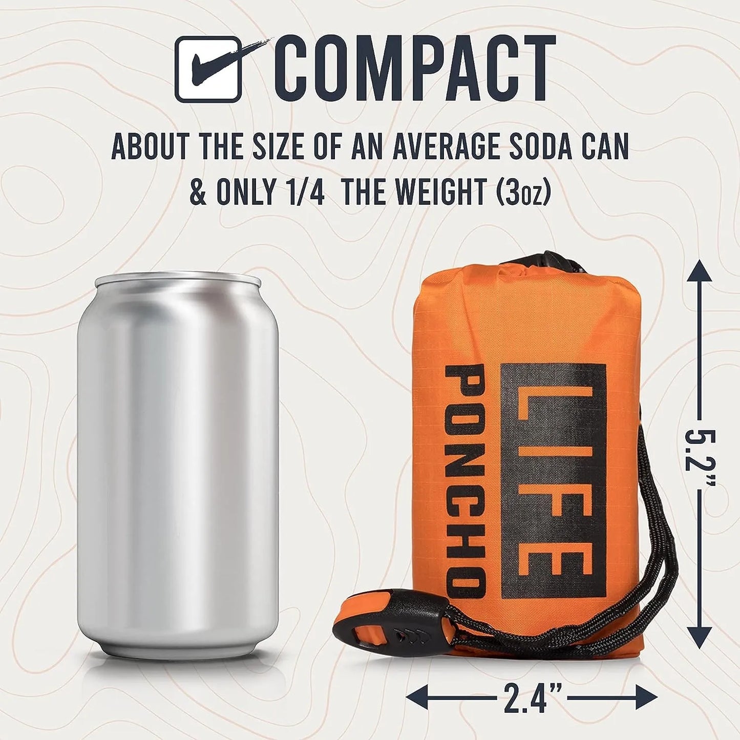 Emergency Rain Poncho With Thermal Blanket Waterproof 100x130cm Orange and Green