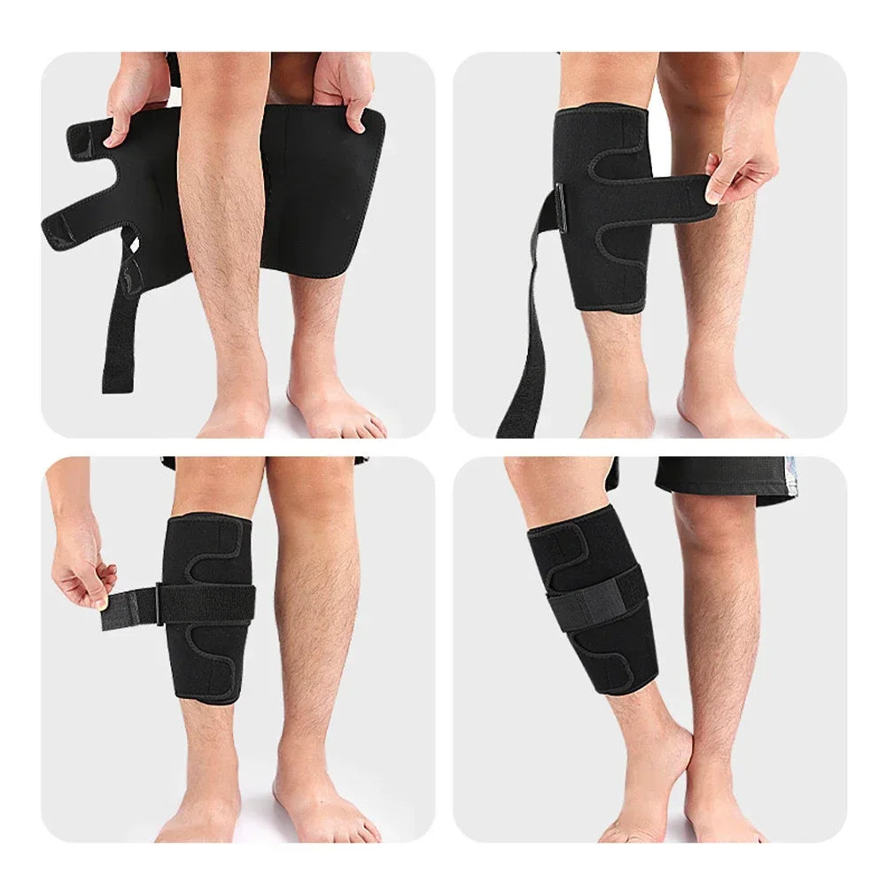 1Piece Calf Brace for Torn Calf Muscle & Shin Splint Pain - Adjustable Neoprene Compression Support Wrap for Lower Leg Injury