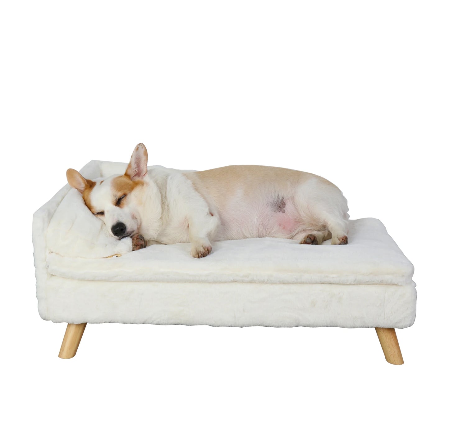 Elevated Pet Bed – Nordic Wooden Stool Bed with Cozy Pad, Waterproof Pet Sofa