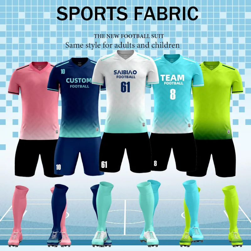 MAN Football Jerseys Team Training Customize Professional Women Soccer Uniform Adult Kids Futsal Quick-Drying Sportswear Outfit