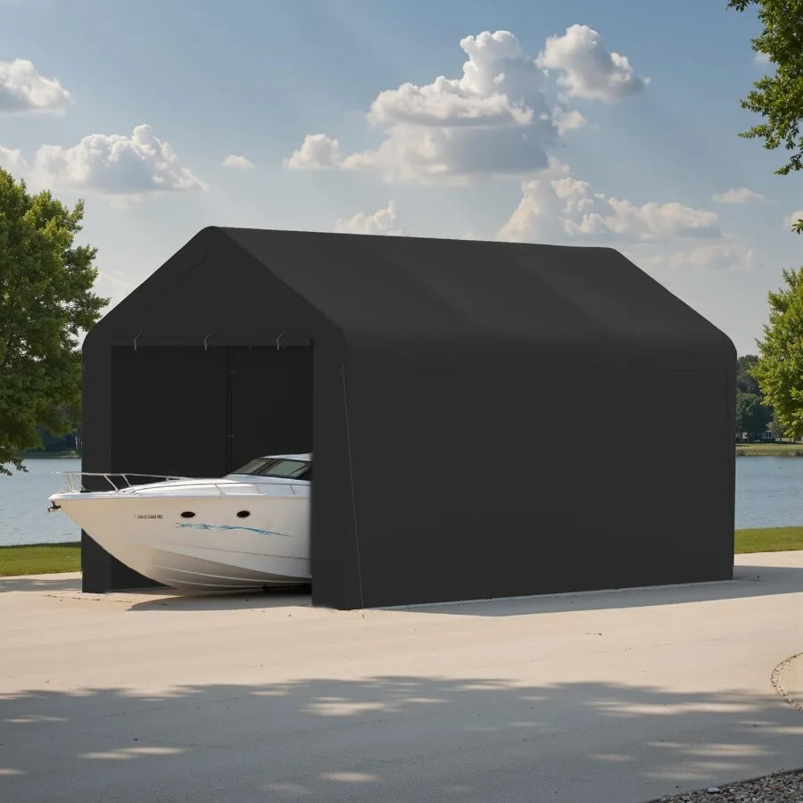 Carport Canopy Heavy Duty 10x20 ft Party Tent Portable Car Garage with Sidewalls 10 x 20 ft Black