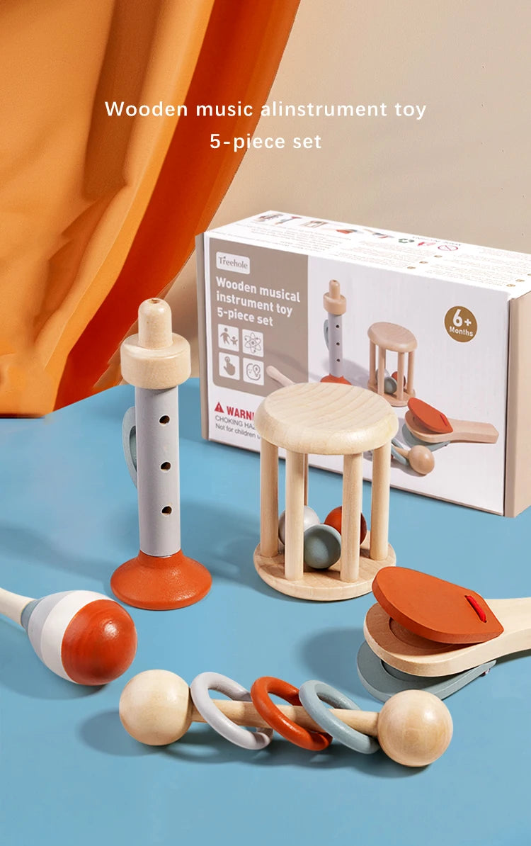5Pcs Baby Musical Instruments Sensory Rattle Toys Early Educational Baby Musical Toys Montessori Toys Birthday Gifts for Kids