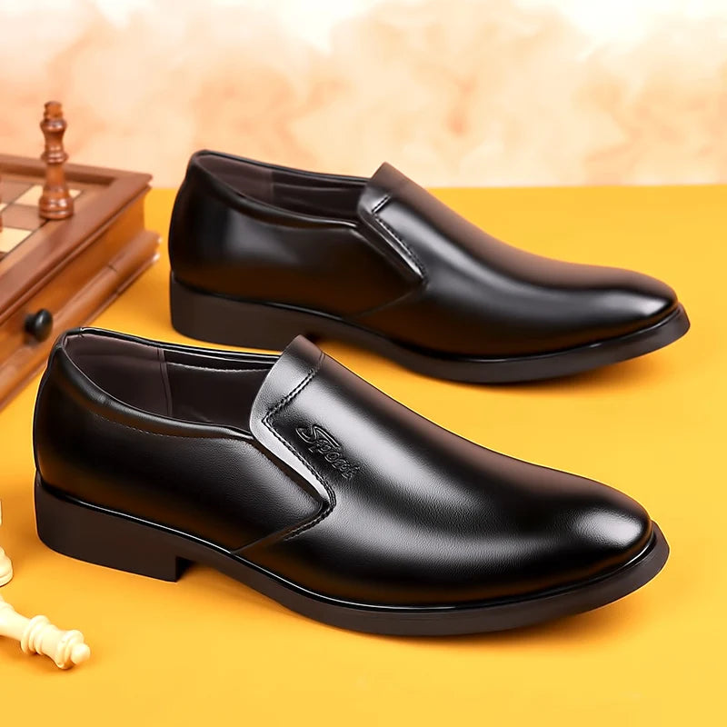 Men's Leather Slip On Formal Shoes Black For Office Use