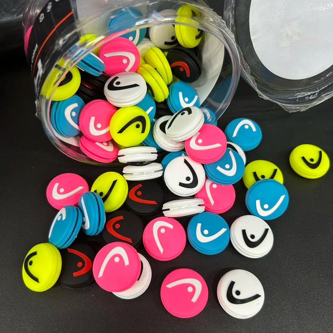 HEAD 10/30/50pcs Tennis Racket Shock Absorber Double-Sided Fish Head Logo Silicone Shock Absorber Bar Multi-Color Shock Absorber