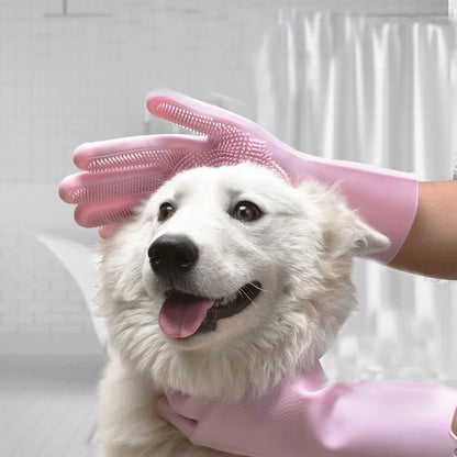 Pet Bathing Gloves Silicone Rubber For Cats And Dogs