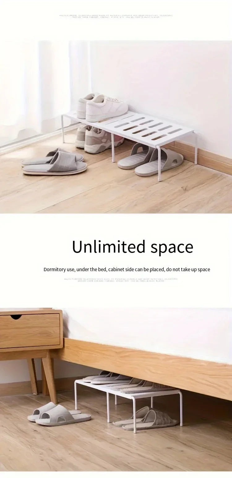 Adjustable Plastic Shoe Rack Multi-Tier Storage Organizer, Space-Saving Shelf for Sneakers, Slippers, Home Dorm Closet Modern
