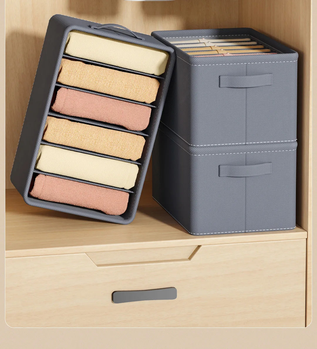 Thickened Pants Storage Box Foldable 9/7/6 Grids Organizer for Jeans Sweatshirt Shirt Wardrobe Organizers of Cabinets and Drawer