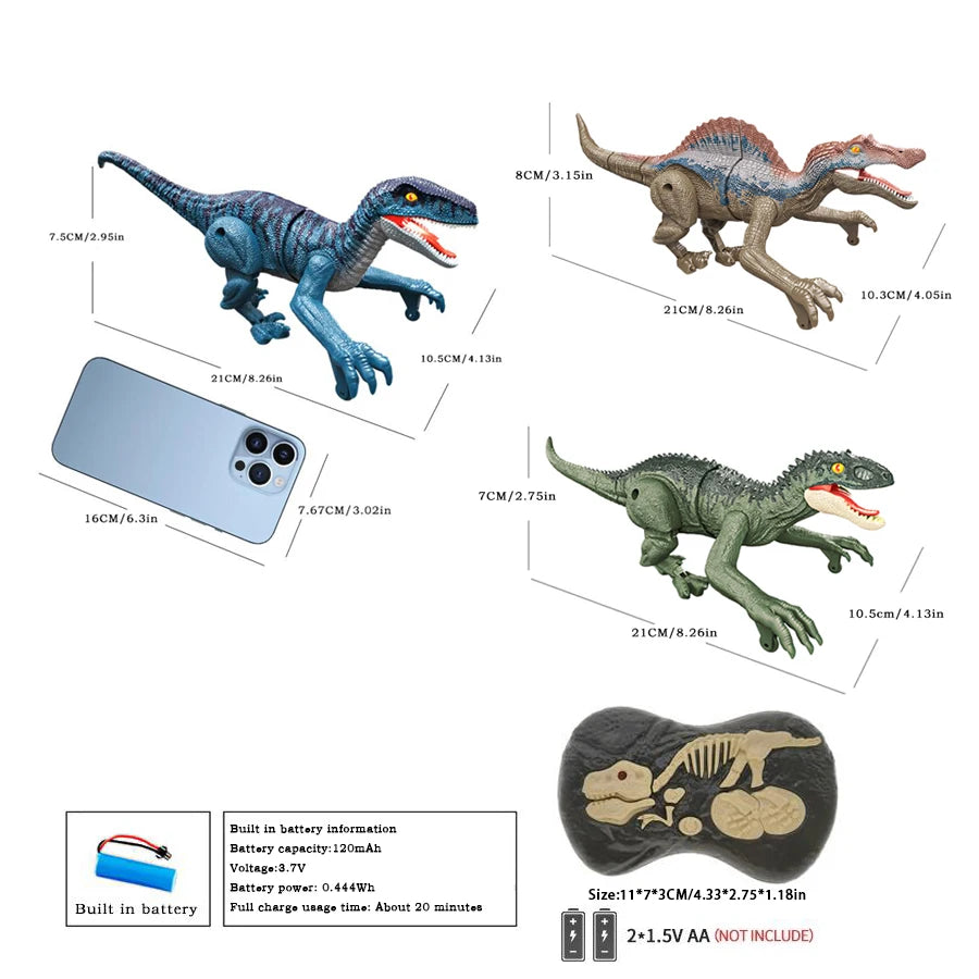 2.4GHz Remote Control Dinosaur Robot Walking And Roaring Mini Dinosaur Light And Sound Ideal Children's Birthday Christmas Gift