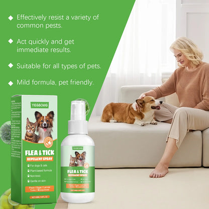 Pet Flea Mite Defense Spray 50ml Plant-Based Hypoallergenic For Dogs And Cats