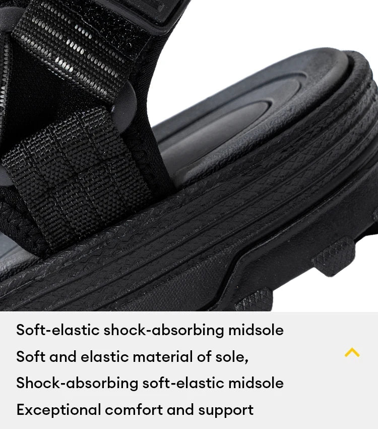 Men's Open Toe Sandals Breathable Casual Beach Shoes Black EVA Insole