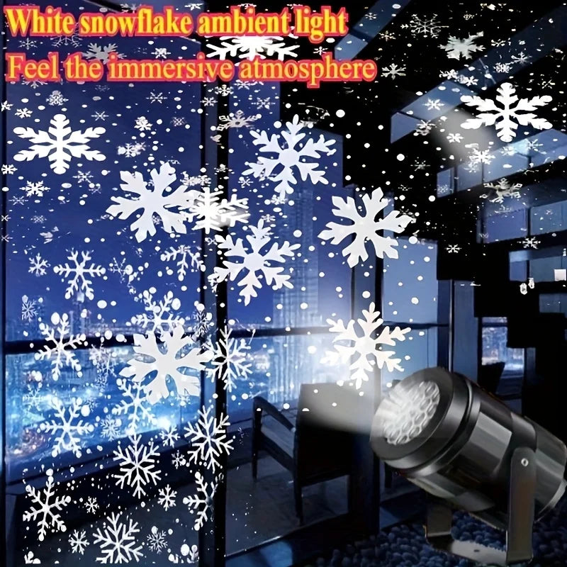 LED Snowflake Projection Light – USB Powered Rotating Winter Effect Decor