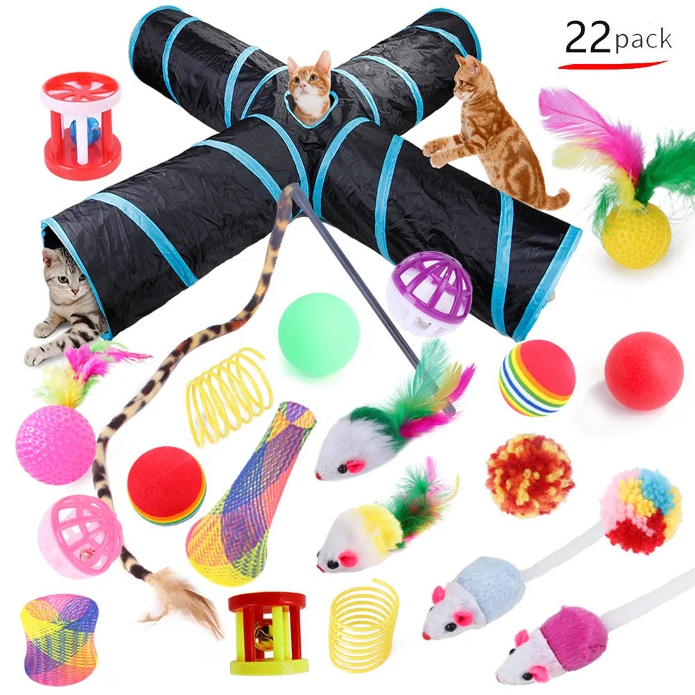 22-Pack Interactive Cat Toys Set for Kittens & Cats