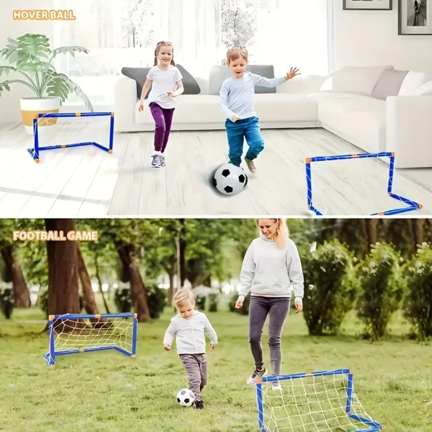 Portable Indoor/Outdoor Toy Football Goal Set44x25cm - Micro Soccer Net Pump&Ball Lightweight Kids Training Park Beach Games