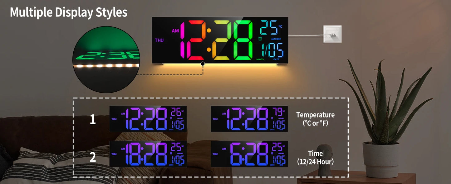 16" Modern LED Wall Clock