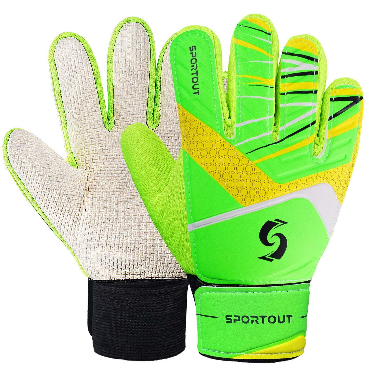 Sportout Kids Goalkeeper Gloves, Soccer Gloves with Double Wrist Protection and Non-Slip Wear Resistant Latex Material