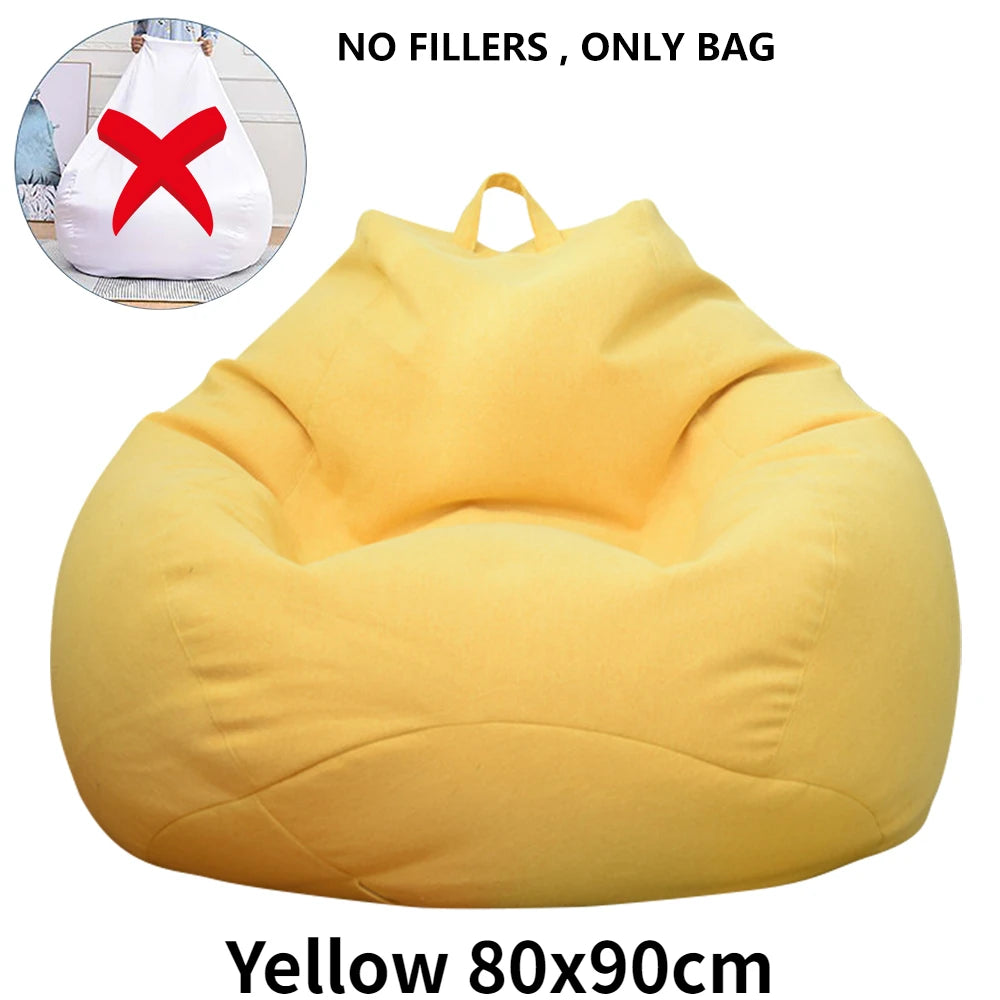 Lazy Sofa Cover Solid Chair Covers Without Filler Linen Cloth Lounger Seat Bean Bag Pouf Puff Couch Tatami Living Room Beanbags